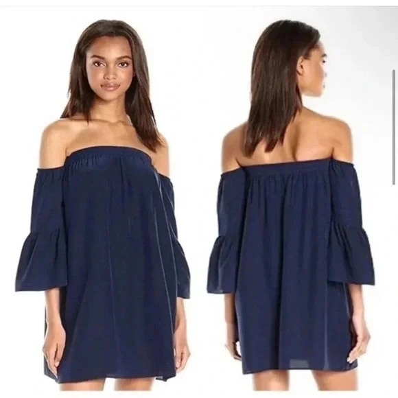 Lilly Pulitzer Sanilla blue off shoulder XL silk dress - Picture 1 of 6